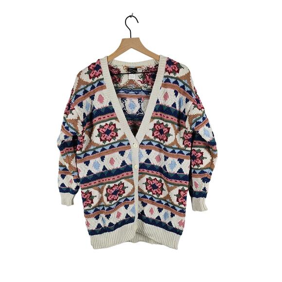 PYKE LTD VINTAGE PATTERNED KNIT CARDIGAN – STYLE 3346 – SIZE L – RAMIE / COTTON - Picture 1 of 13